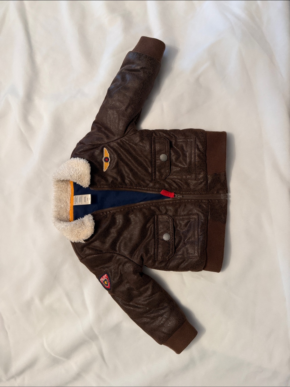 OshKosh B'gosh Brown Faux-Leather Jacket with Sherpa Collar